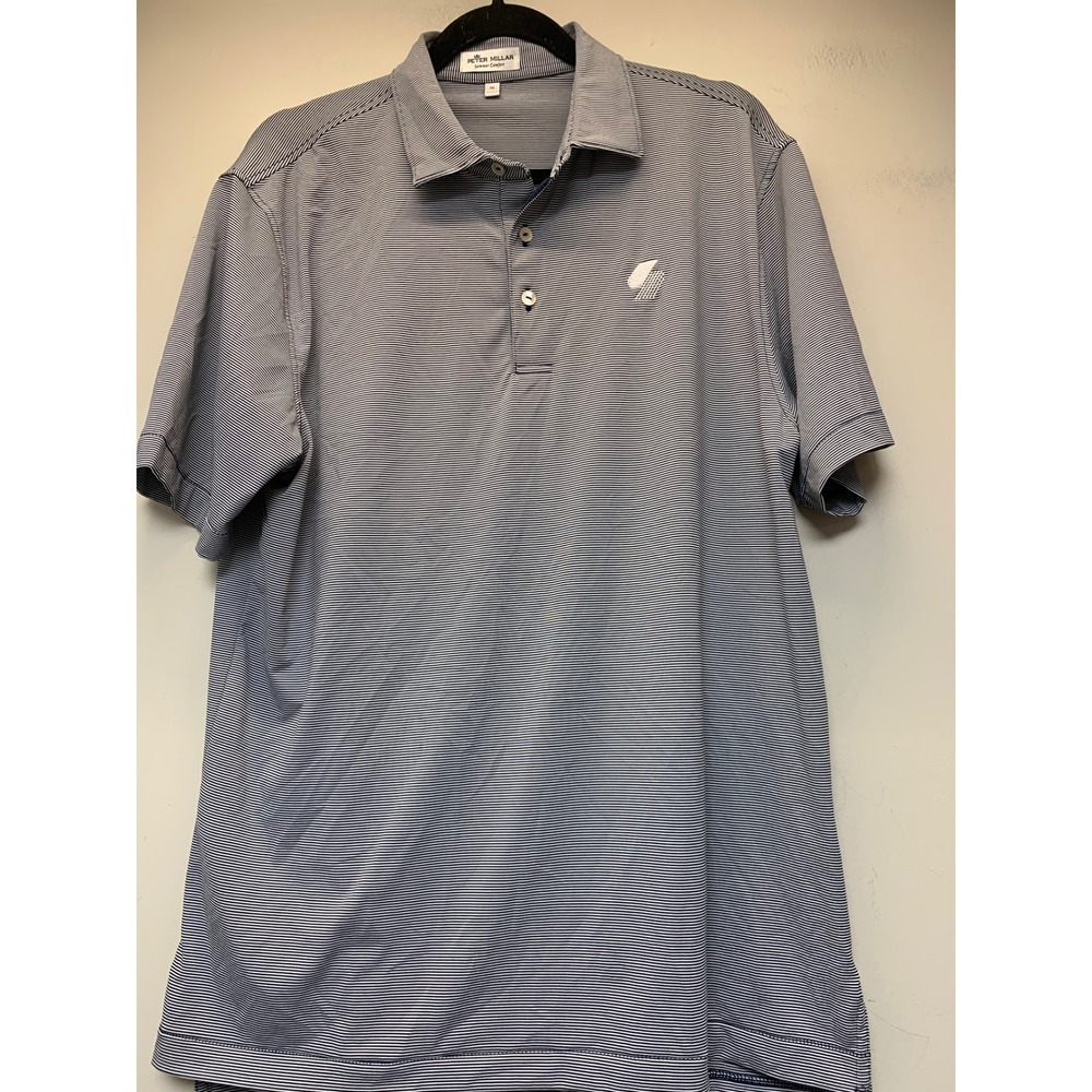 Peter Millar Polo Shirt Mens M Blue Striped Excellent Summer Comfort 9909
